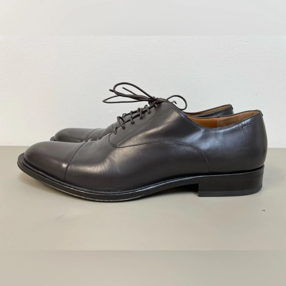 BALLY Abram Leather Cap Toe‎ Oxford Shoes in Chocolate Brown Size 12 D $870